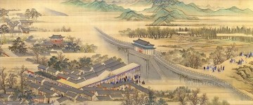 Wanghui south travel of kangxi antique Chinese Oil Paintings